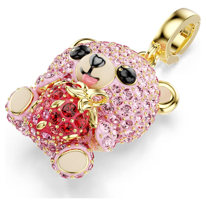 Colgante Idyllia de cortes variados, osito, rosa, chapado en tono dorado Colgante Idyllia de cortes variados, osito, rosa, chapado en tono dorado