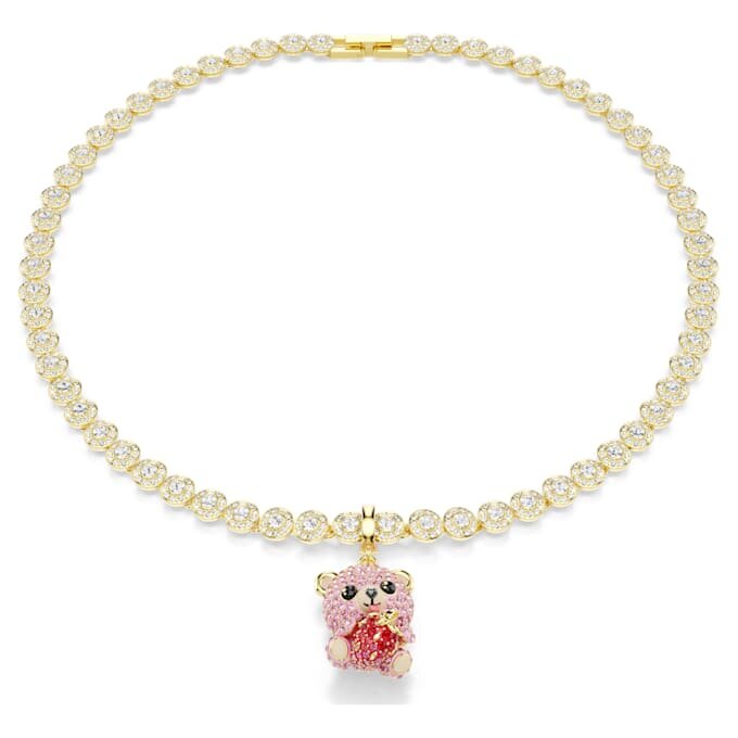 Colgante Idyllia de cortes variados, osito, rosa, chapado en tono dorado Colgante Idyllia de cortes variados, osito, rosa, chapado en tono dorado