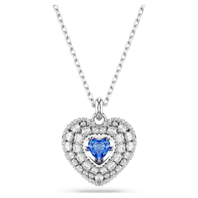 Colgante Idyllia en forma de corazón, azul, chapado en rodio Colgante Idyllia en forma de corazón, azul, chapado en rodio