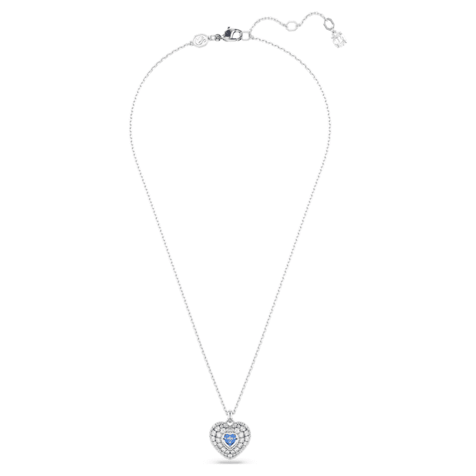Colgante Idyllia en forma de corazón, azul, chapado en rodio Colgante Idyllia en forma de corazón, azul, chapado en rodio