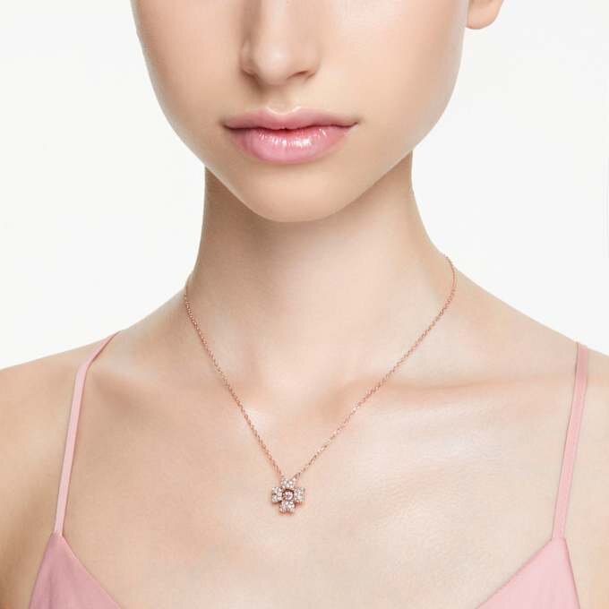 Colgante Idyllia «Trébol», blanco, chapado en tono oro rosa Colgante Idyllia «Trébol», blanco, chapado en tono oro rosa