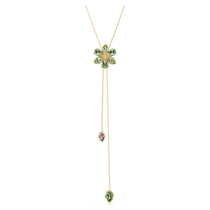 Colgante Idyllia Y con cortes variados, flor, multicolor, chapado en tono dorado Colgante Idyllia Y con cortes variados, flor, multicolor, chapado en tono dorado