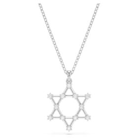 Colgante Insigne de corte redondo, estrella, blanco, chapado en rodio