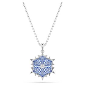 Colgante «Magic» en forma de copo de nieve, azul, chapado en rodio