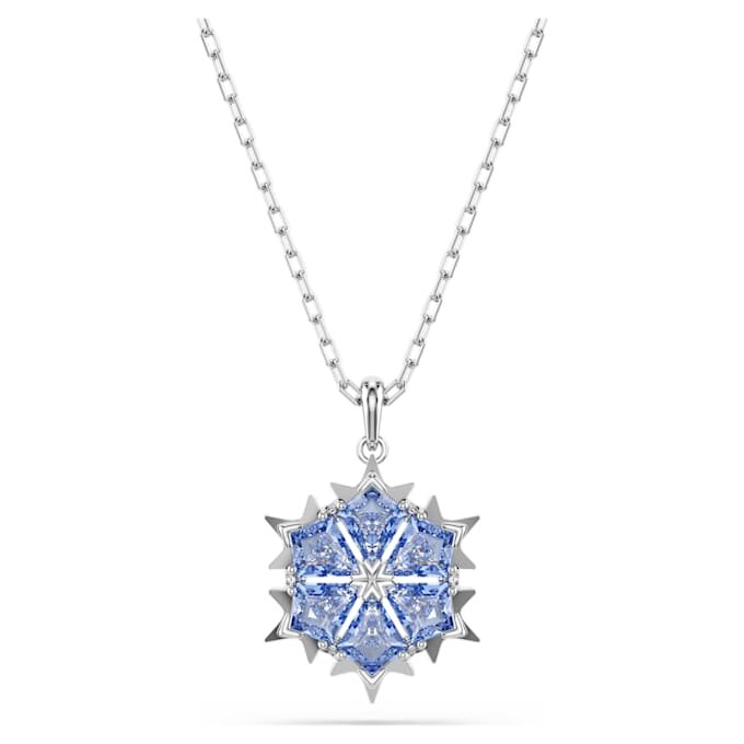 Colgante «Magic» en forma de copo de nieve, azul, chapado en rodio Colgante «Magic» en forma de copo de nieve, azul, chapado en rodio