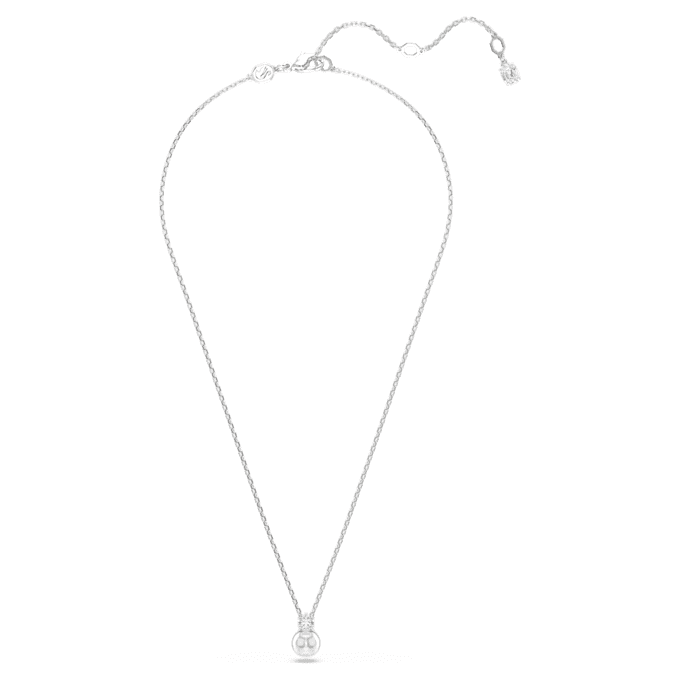 Colgante Matrix con perla de cristal, corte redondo, blanco, chapado en rodio Colgante Matrix con perla de cristal, corte redondo, blanco, chapado en rodio