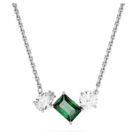 Colgante Mesmera con cortes variados, verde, chapado en rodio