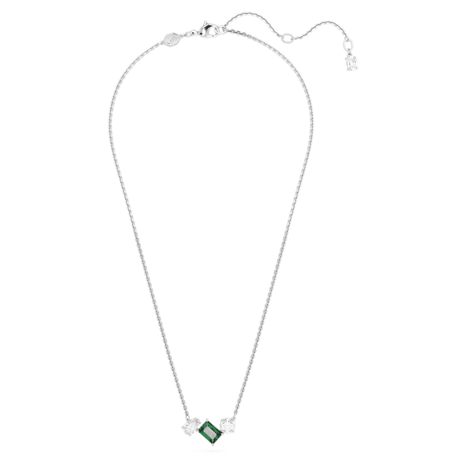 Colgante Mesmera con cortes variados, verde, chapado en rodio Colgante Mesmera con cortes variados, verde, chapado en rodio