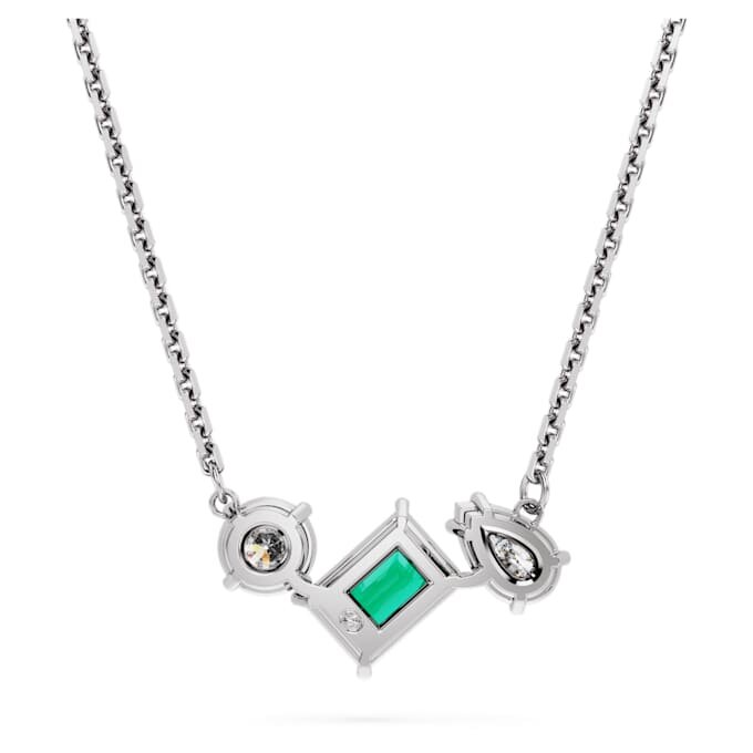 Colgante Mesmera con cortes variados, verde, chapado en rodio Colgante Mesmera con cortes variados, verde, chapado en rodio
