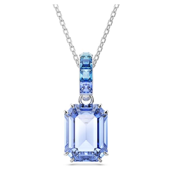Colgante Millenia con corte octogonal, azul, chapado en rodio Colgante Millenia con corte octogonal, azul, chapado en rodio