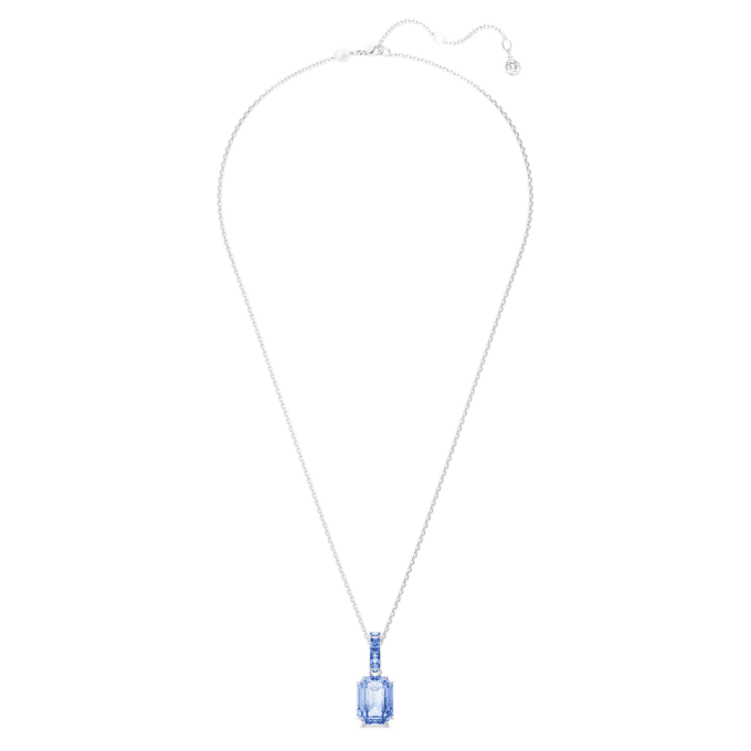 Colgante Millenia con corte octogonal, azul, chapado en rodio Colgante Millenia con corte octogonal, azul, chapado en rodio