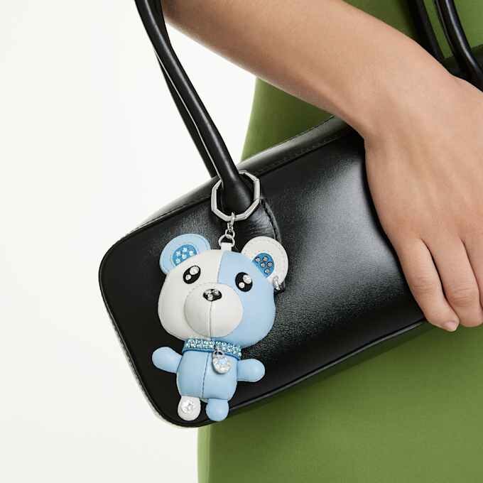 Colgante para bolso con osito, azul, chapado en rodio Colgante para bolso con osito, azul, chapado en rodio