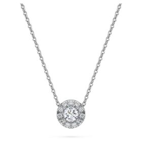 Colgante solitario Eternity Halo con diamantes cultivados en laboratorio, 0,23 ct en total, forma redonda, plata de ley