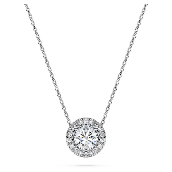 Colgante solitario «Eternity Halo» con diamantes cultivados en laboratorio, 0,59 ct en total, forma redonda, oro blanco de 14K Colgante solitario «Eternity Halo» con diamantes cultivados en laboratorio, 0,59 ct en total, forma redonda, oro blanco de 14K