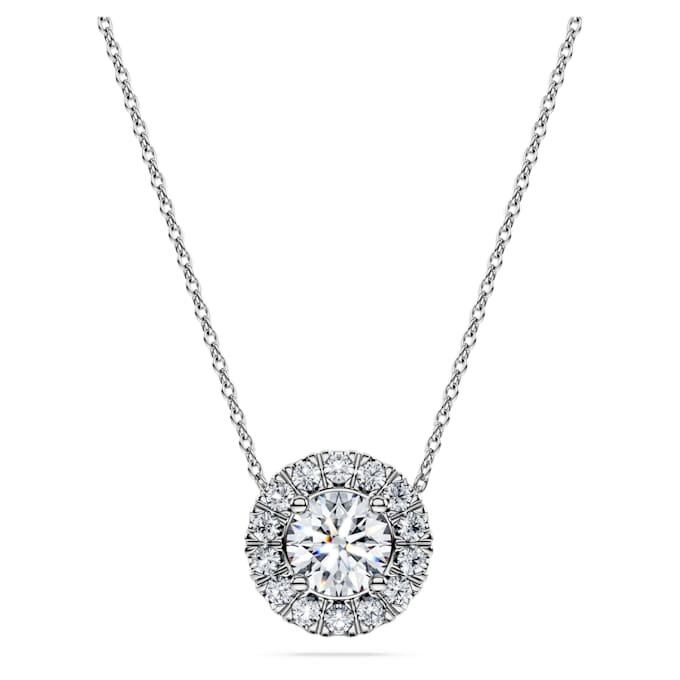 Colgante solitario «Eternity Halo» con diamantes cultivados en laboratorio, 1 Ct Tw, forma redonda, oro blanco de 14K Colgante solitario «Eternity Halo» con diamantes cultivados en laboratorio, 1 Ct Tw, forma redonda, oro blanco de 14K