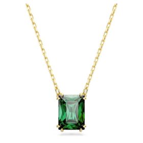 Colgante Stilla de corte rectangular, verde, chapado en tono dorado