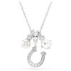 Colgante Symbolica con perla de cristal, corte redondo, pavé, herradura, blanco, chapado en rodio Colgante Symbolica con perla de cristal, corte redondo, pavé, herradura, blanco, chapado en rodio