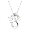 Colgante Symbolica con perla de cristal, corte redondo, pavé, herradura, blanco, chapado en rodio Colgante Symbolica con perla de cristal, corte redondo, pavé, herradura, blanco, chapado en rodio