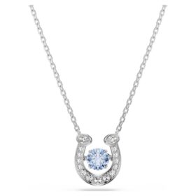 Colgante Symbolica de corte redondo, pavé, herradura, azul, chapado en rodio