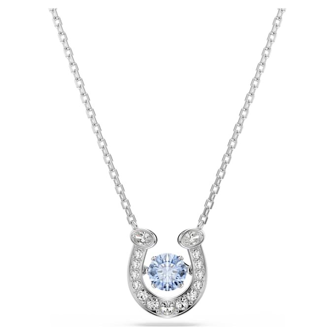 Colgante Symbolica de corte redondo, pavé, herradura, azul, chapado en rodio Colgante Symbolica de corte redondo, pavé, herradura, azul, chapado en rodio