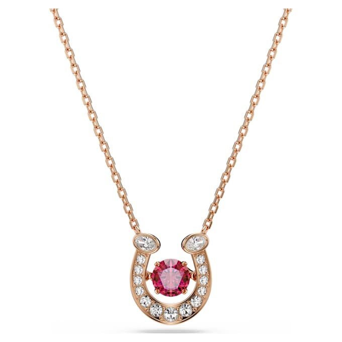 Colgante Symbolica de corte redondo, pavé, herradura, rojo, chapado en oro rosa Colgante Symbolica de corte redondo, pavé, herradura, rojo, chapado en oro rosa