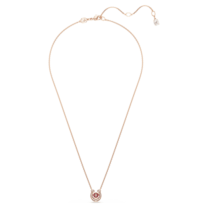 Colgante Symbolica de corte redondo, pavé, herradura, rojo, chapado en oro rosa Colgante Symbolica de corte redondo, pavé, herradura, rojo, chapado en oro rosa