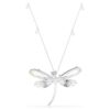 Colgante y broche Ariana Grande x Swarovski con perla de cristal, cortes mixtos, libélula, blanco, chapado en rodio Colgante y broche Ariana Grande x Swarovski con perla de cristal, cortes mixtos, libélula, blanco, chapado en rodio