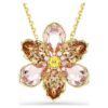 Colgante y broche Idyllia con cortes variados, flor, multicolor, chapado en tono dorado Colgante y broche Idyllia con cortes variados, flor, multicolor, chapado en tono dorado