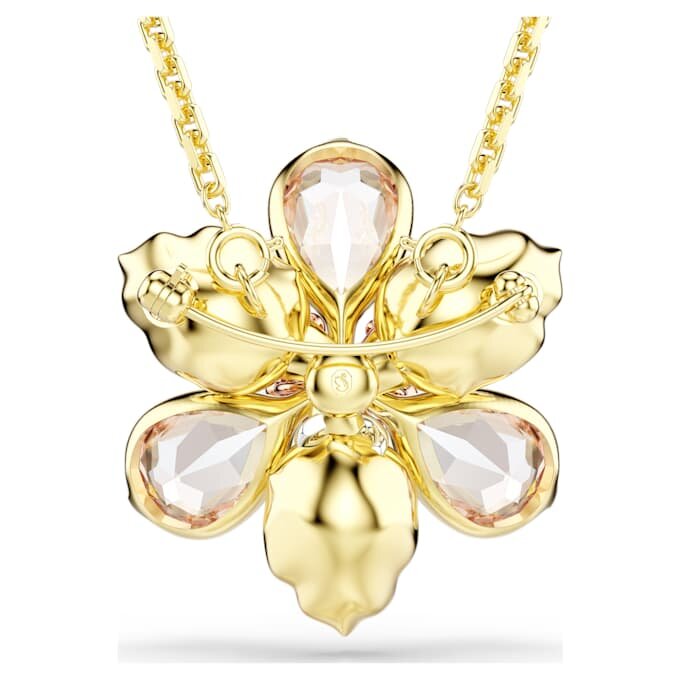 Colgante y broche Idyllia con cortes variados, flor, multicolor, chapado en tono dorado Colgante y broche Idyllia con cortes variados, flor, multicolor, chapado en tono dorado