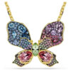 Colgante y broche Idyllia: cortes mixtos, pavé, mariposa, multicolor, chapado en tono dorado Colgante y broche Idyllia: cortes mixtos, pavé, mariposa, multicolor, chapado en tono dorado