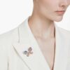 Colgante y broche Idyllia: cortes mixtos, pavé, mariposa, multicolor, chapado en tono dorado Colgante y broche Idyllia: cortes mixtos, pavé, mariposa, multicolor, chapado en tono dorado