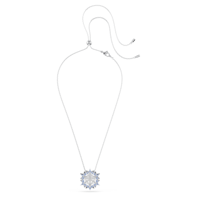 Colgante y broche «Magic» en forma de copo de nieve, azul, chapado en rodio Colgante y broche «Magic» en forma de copo de nieve, azul, chapado en rodio