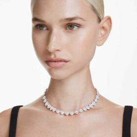 Collar Ariana Grande X Swarovski con cortes variados, corazón, blanco, chapado en rodio