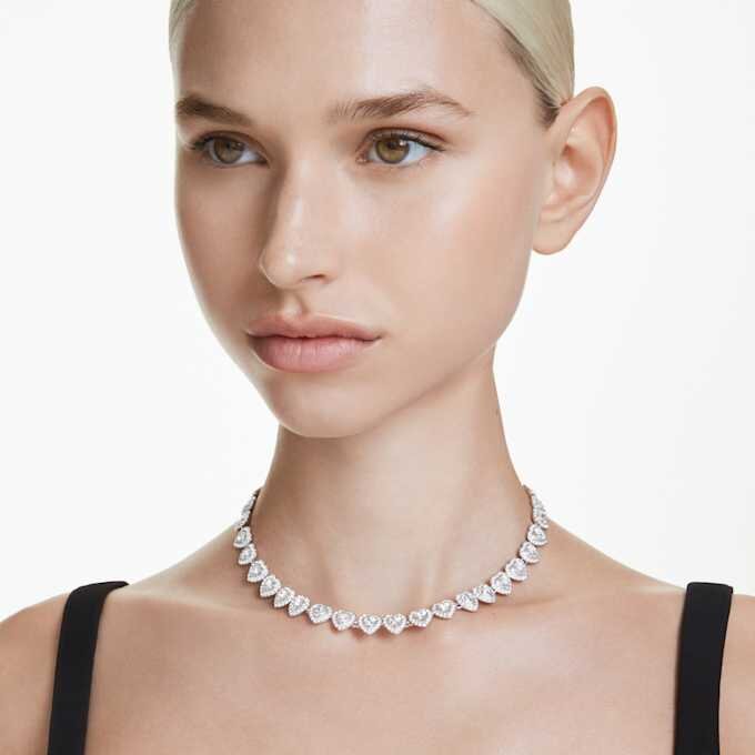 Collar Ariana Grande X Swarovski con cortes variados, corazón, blanco, chapado en rodio Collar Ariana Grande X Swarovski con cortes variados, corazón, blanco, chapado en rodio
