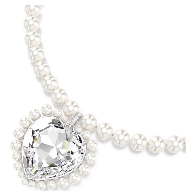 Collar Ariana Grande X Swarovski con perla de cristal, corte en forma de corazón, corazón, blanco, chapado en rodio Collar Ariana Grande X Swarovski con perla de cristal, corte en forma de corazón, corazón, blanco, chapado en rodio