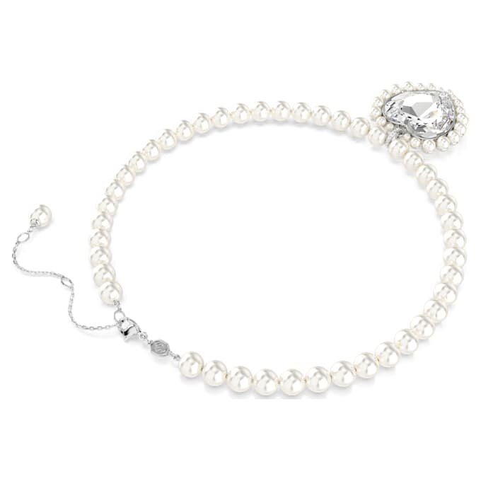 Collar Ariana Grande X Swarovski con perla de cristal, corte en forma de corazón, corazón, blanco, chapado en rodio Collar Ariana Grande X Swarovski con perla de cristal, corte en forma de corazón, corazón, blanco, chapado en rodio