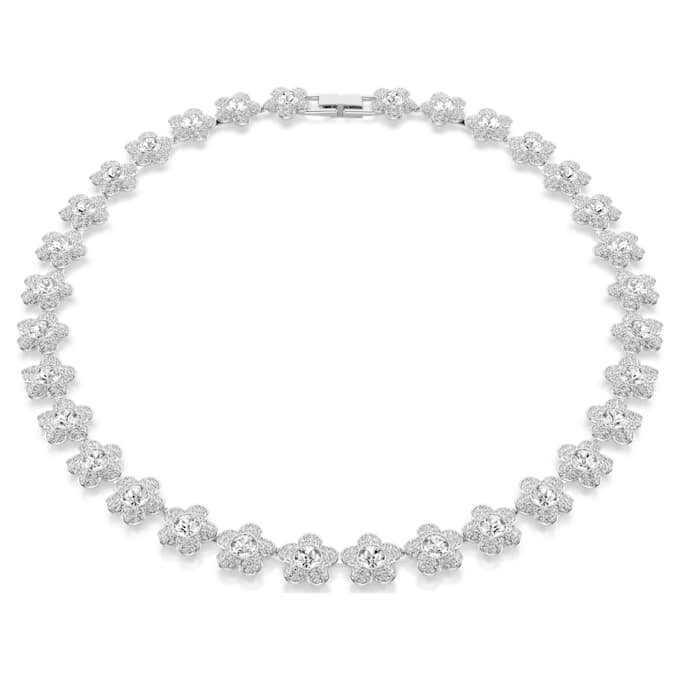 Collar Ariana Grande x Swarovski: corte redondo, flor, blanco, chapado en rodio Collar Ariana Grande x Swarovski: corte redondo, flor, blanco, chapado en rodio