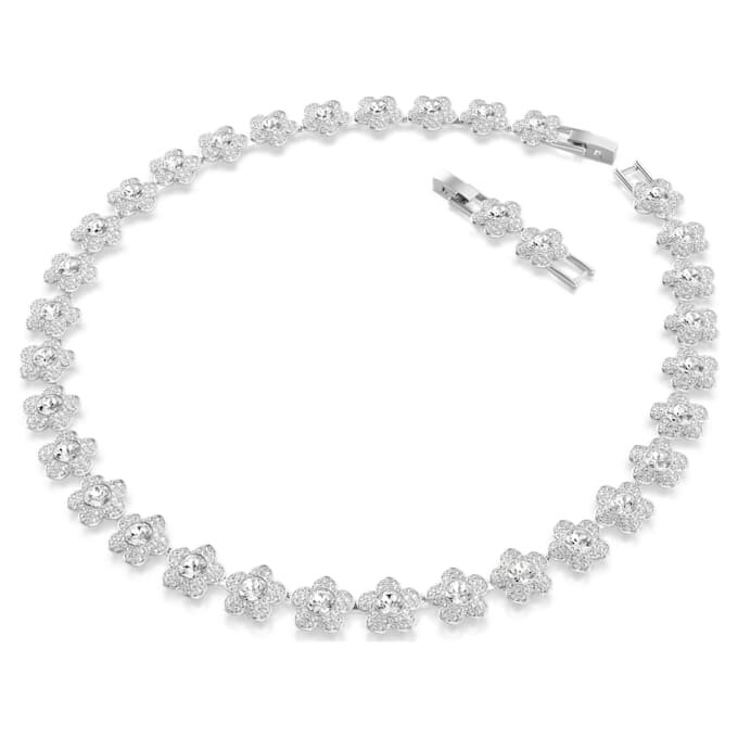 Collar Ariana Grande x Swarovski: corte redondo, flor, blanco, chapado en rodio Collar Ariana Grande x Swarovski: corte redondo, flor, blanco, chapado en rodio