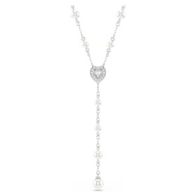 Collar «Ariana Grande X Swarovski Y» con cortes mixtos, perla de cristal, corazón, blanco, chapado en rodio Collar «Ariana Grande X Swarovski Y» con cortes mixtos, perla de cristal, corazón, blanco, chapado en rodio