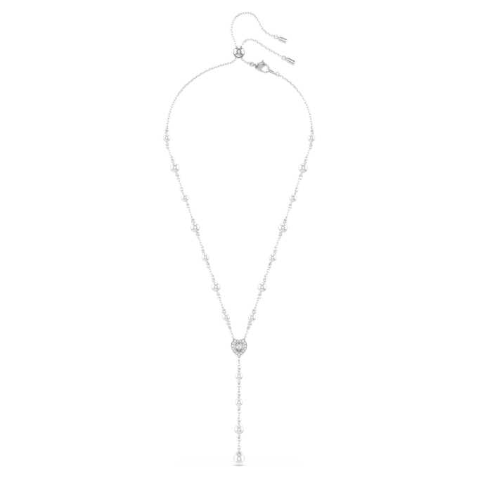 Collar «Ariana Grande X Swarovski Y» con cortes mixtos, perla de cristal, corazón, blanco, chapado en rodio Collar «Ariana Grande X Swarovski Y» con cortes mixtos, perla de cristal, corazón, blanco, chapado en rodio