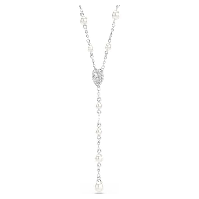 Collar «Ariana Grande X Swarovski Y» con cortes mixtos, perla de cristal, corazón, blanco, chapado en rodio Collar «Ariana Grande X Swarovski Y» con cortes mixtos, perla de cristal, corazón, blanco, chapado en rodio