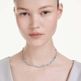 Collar Constella con cortes variados, azul, chapado en rodio
