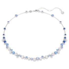 Collar Constella con cortes variados, azul, chapado en rodio