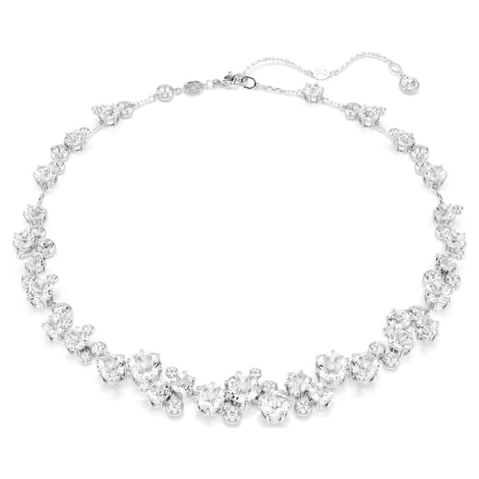 Collar Constella, corte redondo, blanco, chapado en rodio Collar Constella, corte redondo, blanco, chapado en rodio