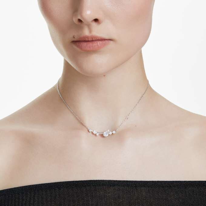 Collar Constella Crystal Pearl, cortes redondos, blanco, chapado en rodio Collar Constella Crystal Pearl, cortes redondos, blanco, chapado en rodio