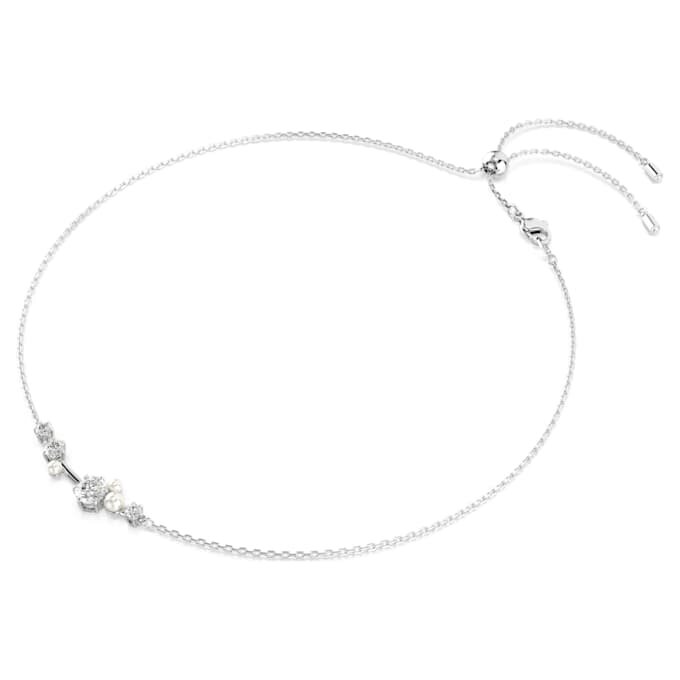 Collar Constella Crystal Pearl, cortes redondos, blanco, chapado en rodio Collar Constella Crystal Pearl, cortes redondos, blanco, chapado en rodio