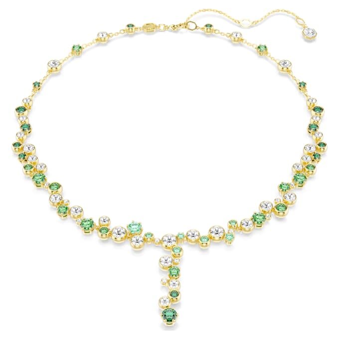 Collar Constella Y con cortes variados, verde, chapado en tono dorado Collar Constella Y con cortes variados, verde, chapado en tono dorado