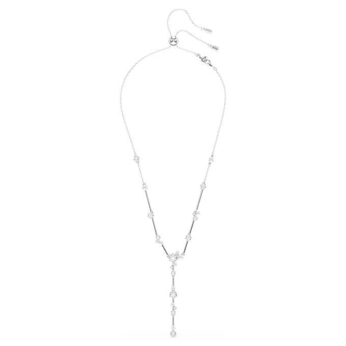 Collar Constella Y con perlas de cristal, tallas redondas, blanco, chapado en rodio Collar Constella Y con perlas de cristal, tallas redondas, blanco, chapado en rodio