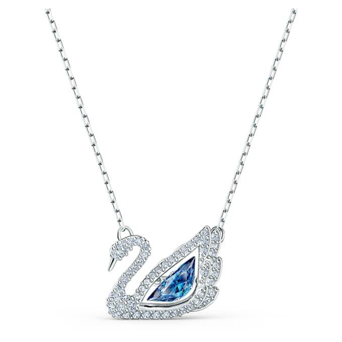 Collar de cisne «Dancing Swan», azul, chapado en rodio Collar de cisne «Dancing Swan», azul, chapado en rodio