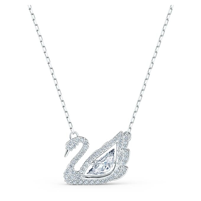 Collar de cisne «Dancing Swan», blanco, chapado en rodio Collar de cisne «Dancing Swan», blanco, chapado en rodio